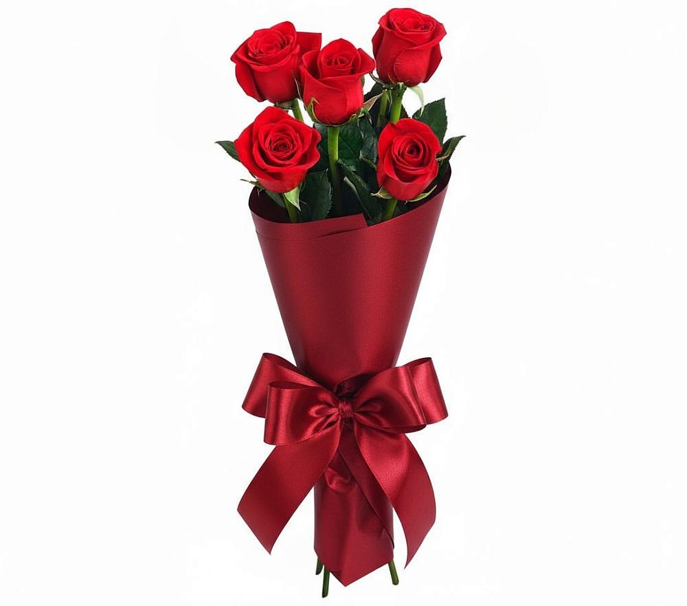 Букет 5 Красных роз Эдлесс Лав в Долиновке
