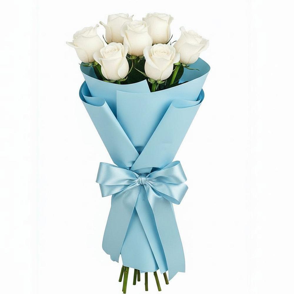 Букет 7 белых роз Проуд в Долиновке