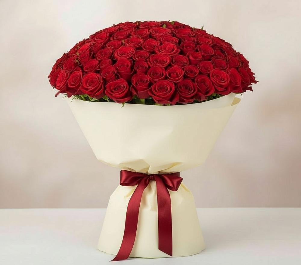 Букет 101 Красная роза Милано в Долиновке
