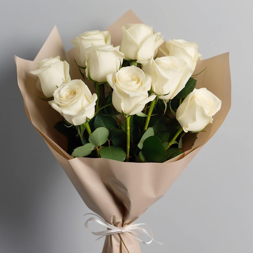 Букет 9 Белых роз Эдлесс Лав в Долиновке