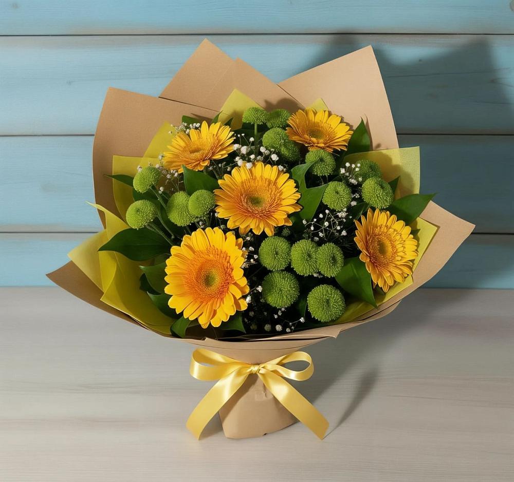 Букет цветов из: Герберы и Хризантемы в Долиновке