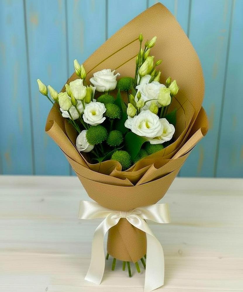 Букет цветов из: Хризантемы и Лизиантусы в Долиновке