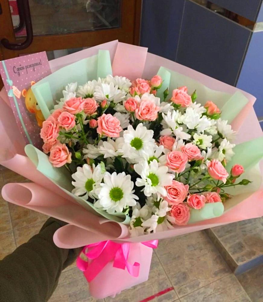 Букет цветов из: Розы и Хризантемы в Долиновке