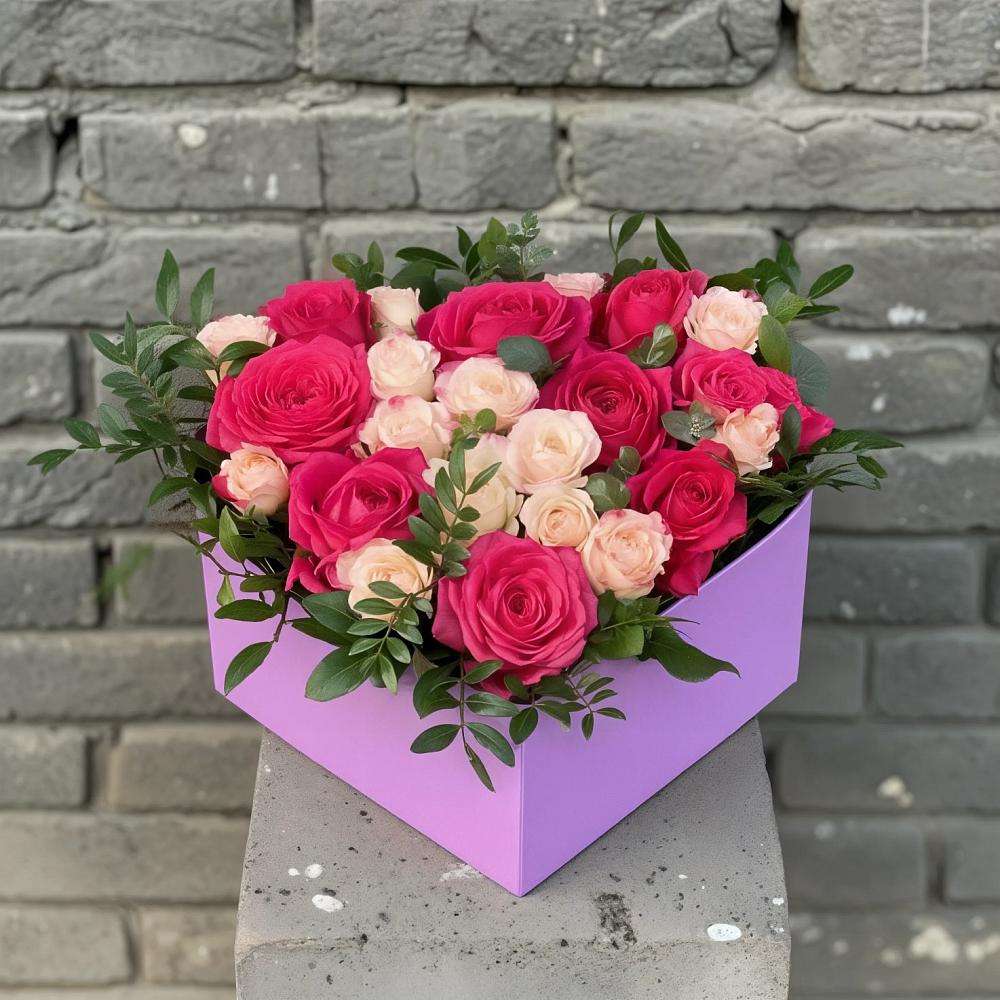 Цветочная композиция из Розы в коробке в Долиновке