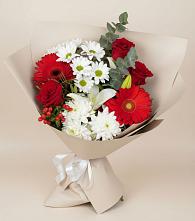Букет цветов из:  Розы, Хризантемы, Герберы и Лилии в Долиновке