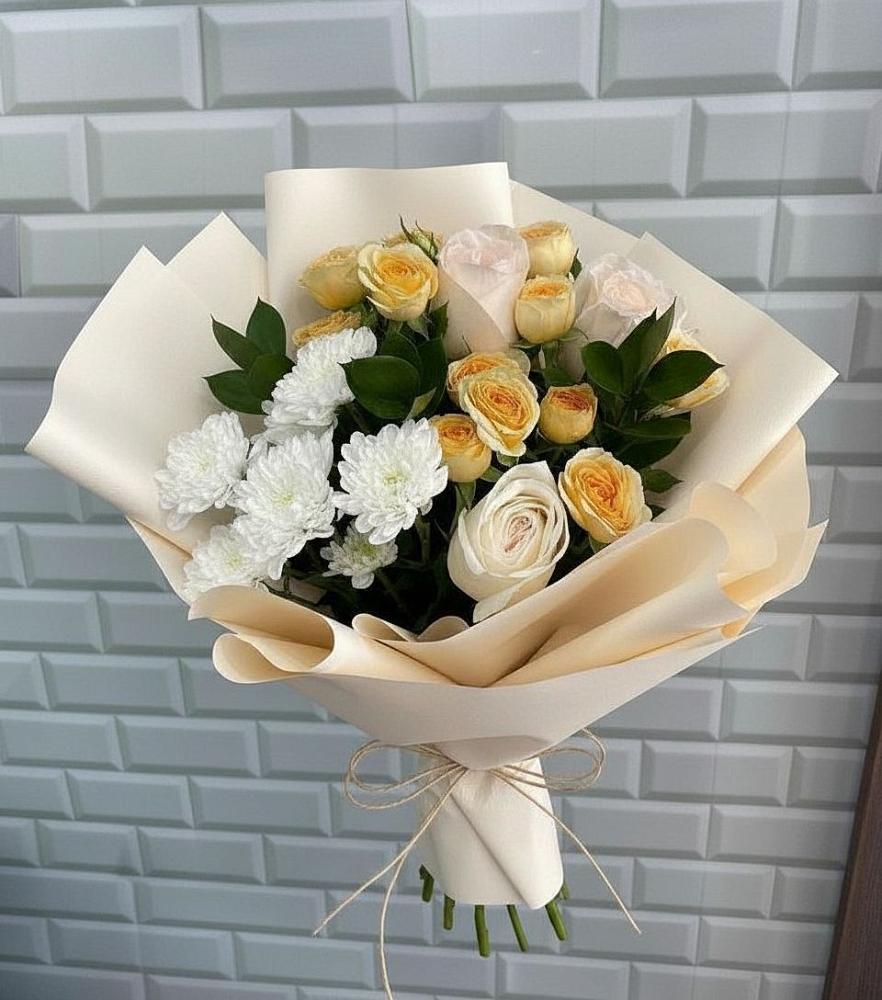 Букет цветов из: Розы и Хризантемы в Долиновке