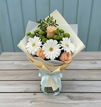 Букет цветов из:  Герберы, Розы и Хризантемы в Долиновке