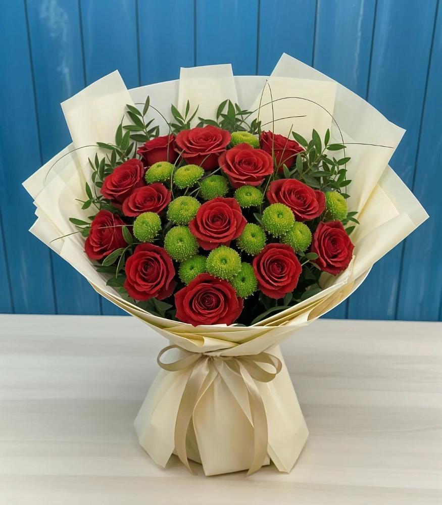 Букет цветов из: Розы и Хризантемы в Долиновке