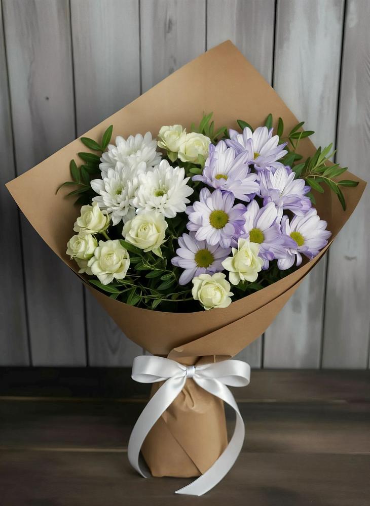 Букет цветов из: Хризантемы и Розы в Долиновке